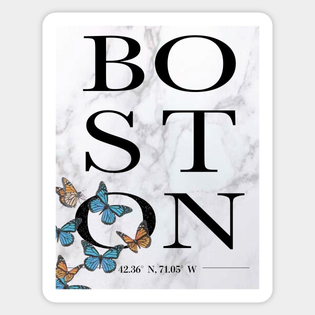 boston MA with butterfly Sticker by designs-hj